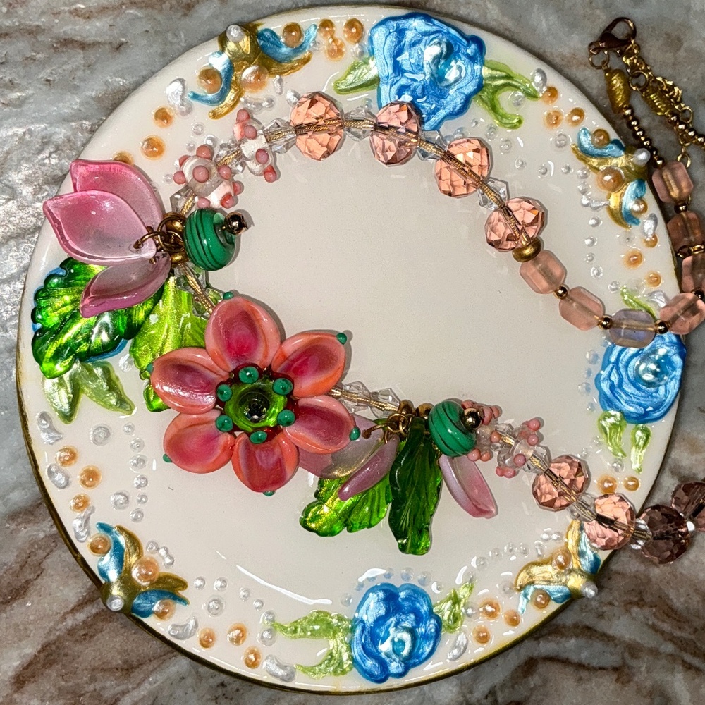 #17. ARTISAN CREATED ALL GLASS/CRYSTAL 16" NECKLACE